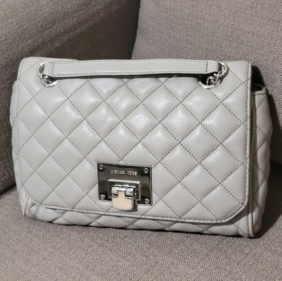 Michael Kors vivianne viviane grey silver chain adjustable strap purse bag - Picture 1 of 13